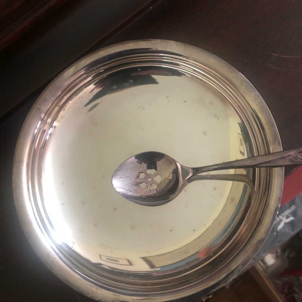 Vintage Community Silver Plated Low Bowl With Spoon